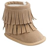 Happy Cherry 赤ちゃん シューズ 新生児靴 ベビー ブーツ ルームシューズ あったか 柔らか 出産祝い 誕生日 プレゼント タッセル カーキ 12cm