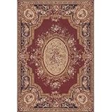 IMAGE OF American Home Rug Co. NP002BREM Grandeur Burgundy / Emerald Needlepoint Aubusson Rug / Tapestry
