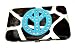Flat Wallets Zebra Stripes Print with Peace Sign and Rhinestones. Cool (Zebra print with turquoise blue peace sign)