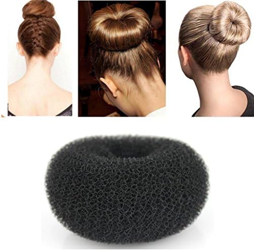 iLuLu 1 Piece Hair Styling Mesh Chignon Donut Bun Maker Black Color Large Size (8-9cm Diameter)