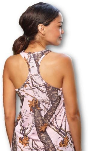 Mossy Oak Pink Racerback Tank Top + Casual Shorts 2PC Set Juniors Ladies S-XXL (Mossy Oak Break Up Pink Camo, Large JUNIORS)