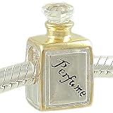 Petite Perfume Bottle 14K and Crystal 925 Sterling Silver Bead fits European Charm Bracelet