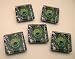 Set 5 Peacock Feather Glass Tile Fridge Magnet Memo Board