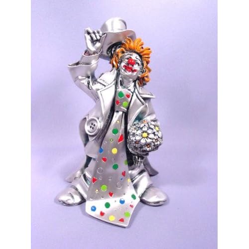 Italian Silver Clown Figurine With Long Tie "Flori" Collectible Figurines