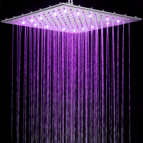16 inch temperature sensitive rainfall square showerhead RGB 3 color