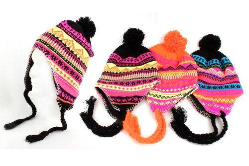 Women's Knit Peruvian Trapper Knit Winter Ear Flap Hat P211
