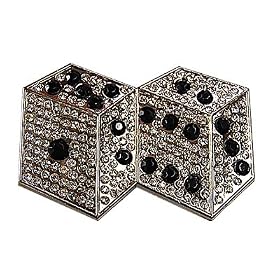 RHINESTONE DOUBLE DICE CHROME BELT BUCKLE by Western Earrings