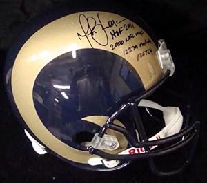 Marshall Faulk Autographed St. Louis Rams Full Size Replica Helmet HOF 2011, 2000 NFL MVP, 12279 Rush Yards & 136 TD's UDA #'d/28
