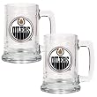 NHL 15oz Glass Tankard 2 Piece Set - Primary Logo NHL Team: Edmonton Oilers