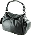 Lauren by Ralph Lauren Genuine Leather Shoulder Bag with Braided Strap in Black