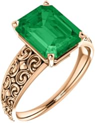 18K Rose Gold 10.00x8.00mm Emerald Cut Chatham Created Emerald Ring -- LIFETIME WARRANTY