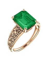 14K Rose Gold 10.00x8.00mm Emerald Cut Chatham Created Emerald Ring -- LIFETIME WARRANTY