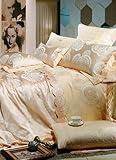 4-pc Romantic Apricot Artifical Silk Duvet Cover Bedding Set Full / Queen S ....
