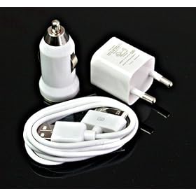 PlaneteMobile - Chargeur 3 en 1 Secteur + Voiture + USB Pour Apple iPhone iPod Nano Touch MP3 MP4 , IPHONE 3, IPHONE 3GS, IPHONE 4 Chargeur secteur USB pour Apple iPhone iPod Nano Touch MP3 MP4 , IPHO