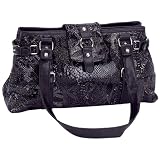 Genuine Leather Black Embossed Faux Snakeskin Purse