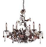 Elk 85002 6-Light Chandelier In Deep Rust and Hand Blown Florets