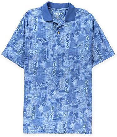 Batik Bay Mens Tropical Print Rugby Polo Shirt blue LT