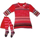 catimini 'spiriti city' knit dress with matching tights