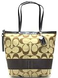 Coach Large Khaki Signature Stripe Tote Bag - 13549