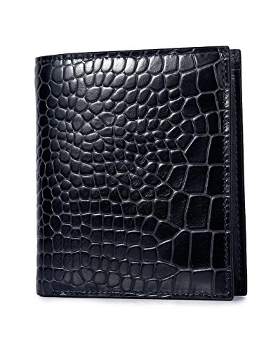 PLO·CART Men's Fake Crocodile Leather Wallet (classic, black 2)