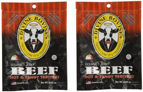 DIVINE BOVINE | Gluten Free Jerky-Beef Hot Teriyaki 3.25oz[2 PACK]