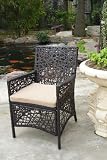Set of 2 Spider Web Wicker Chairs with Cushions