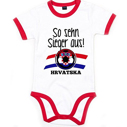 Mikalino Babybody So sehn Sieger aus Hrvatska Kroatien kurzarm ringer, Farbe:weiss;Grösse:3-6 Monate