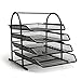 AJ 4-tier Steel Mesh Desk Tray Letter Tray Holder Paper Tray, Black (11.8