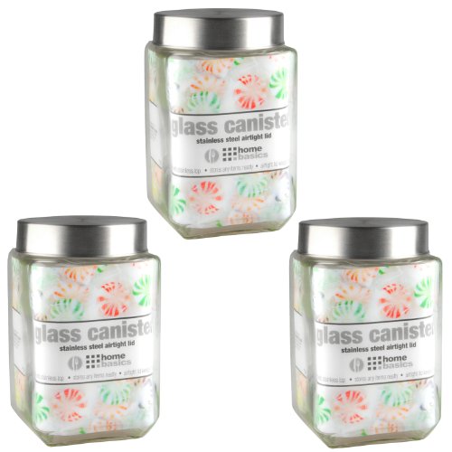 HDS Trading GJ10822 Glass Jar Square Large (3 Piece)