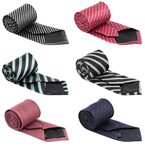 Set of 6 Elegant Neck Ties Mens Business Solid, Woven, Stripes Necktie Tie Mixed Set