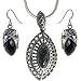 Jewelry Set Pendant and Earring Sterling Silver Onyx Jewelry (gpers027)