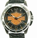 Harley-Davidson® Bulova® Men's Watch. Luminous. Classic HD® Bar & Shield dial. Black leather strap. WR50m/165ft. 76A132