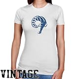 NCAA Rhode Island Rams Ladies White Distressed Logo Vintage Slim Fit T-shirt