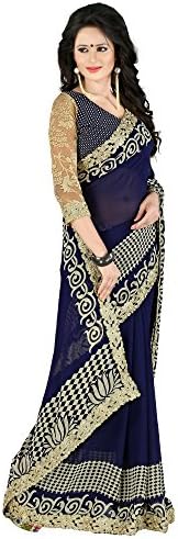 Fab Ikshvaku Panas Partywear Women's Georgette Saree with Russel Net Blouse Blouse