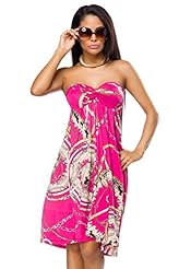 Polyester General Print Bandeau Neck  Dress