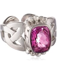 Sajen Sterling Silver Pink Topaz Celtic Ring
