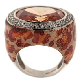 Sterling Silver Cognac Cubic Zirconia Leopard Design Ring by Charles Winston
