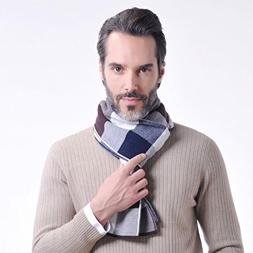 Shenny Winter and Spring, Autumn Upscale Men's Wool Scarf Scarf Classic Business (30-180CM, 7001.Blue)