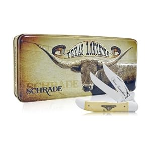 Schrade 25LHT Old Timer Hunter Folding Bowie Knife, Cream Delrin Handle with Texas... by Schrade