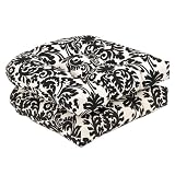 Outdoor Patio Black/White Floral Conversation/Deep Seating Chair Cushion Set of 2