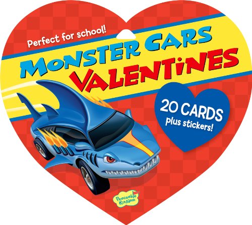 Peaceable Kingdom / Valentine Heart Pack Monster Cars Valentine Cards & Stickers