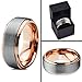 18K Rose Gold Plated Beveled Edge Brushed Polished Tungsten Wedding Band Ring 8mm Comfort Fit