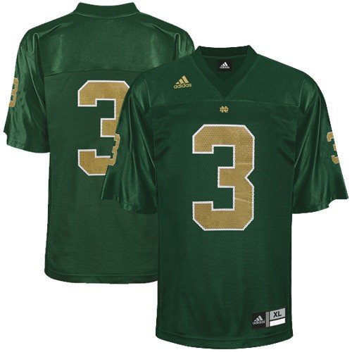 adidas Notre Dame Fighting Irish #3 Kelly Green Replica Football Jersey (Large)