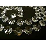 from Loose Crystals FCL (G) 1mt Strand with 30 Lead 14mm CRYSTALS with Brass rings READY FOR CHANDELIER, Ceiling light, Tree, Window Display ..