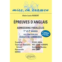 �preuves d'Anglais - Admissions parall�les 1�re et 2e ann�e aux concours des �coles de commerce