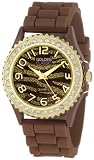 Golden Classic Women's 2219-zebra gold brown Savvy Jelly Rhinestone Encrusted Bezel Silicone Watch