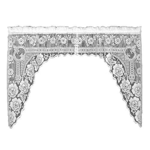 Heritage Lace Victorian Rose 72-Inch Wide by 38-Inch Drop Swag Pair, Ecru