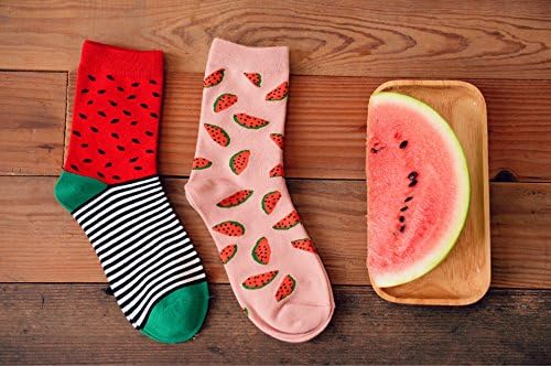 EZclassy-Girl's Cute Watermelon Pattern Soft Cotton Socks One Pair (Pack of 2)