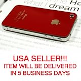 ATT Iphone 4 Back Cover Housing, Red Glass Battery Door, Replacement back housing with interior Frame and free CROSS screwdriver.