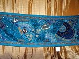 Spectacular Zardozi India Sari Tapestry Wall Hanging Table Runner